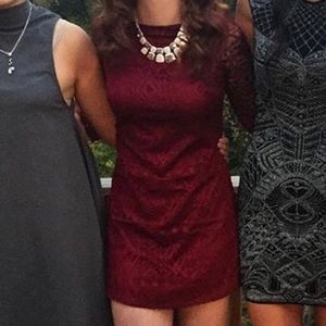 Maroon Lacey Bodycon Dress